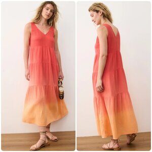 Marine Layer Corinne Double Cloth Maxi Dress Womens Large Orange Gauze Vacation